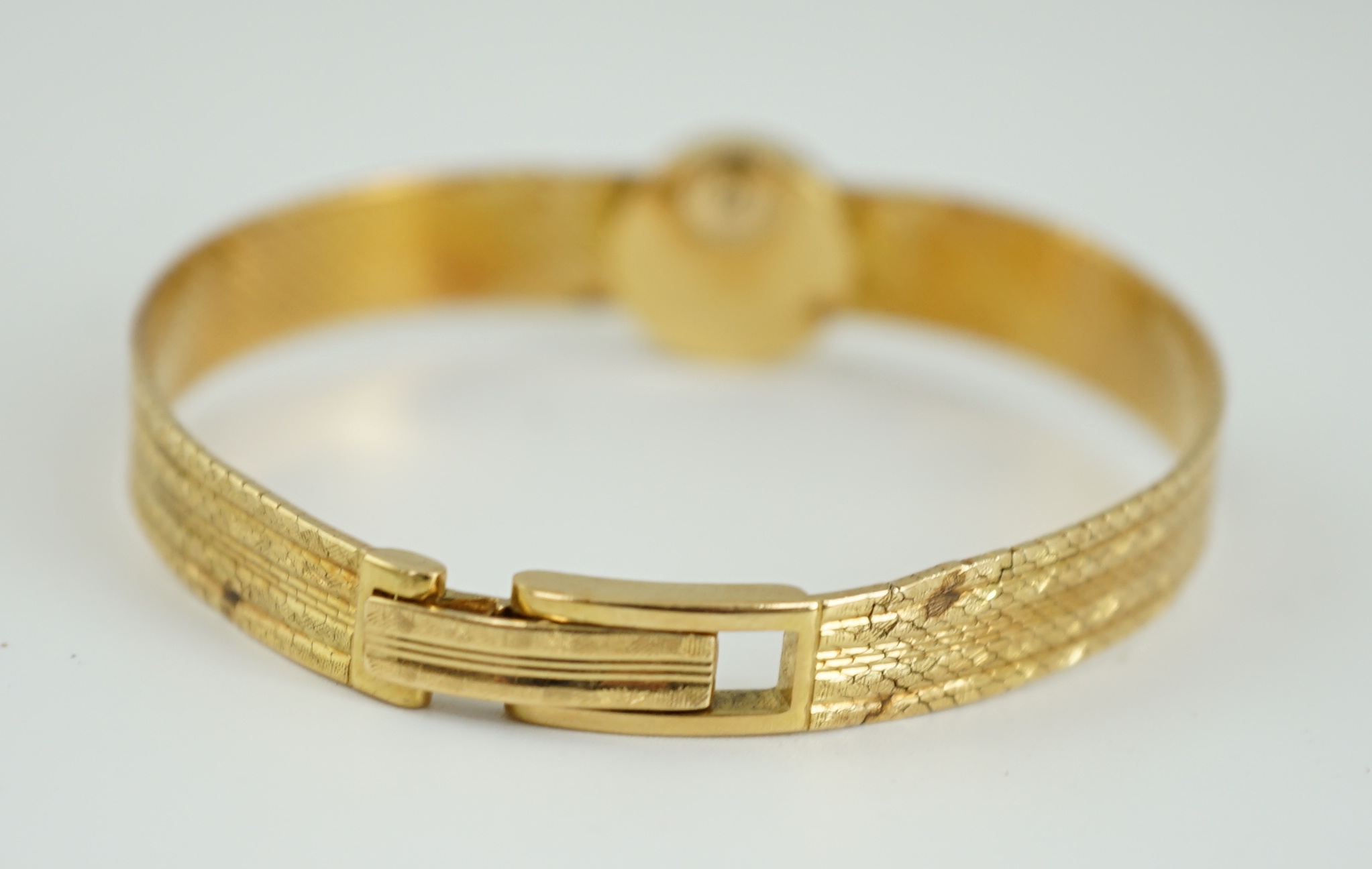A lady's 18ct gold Jaeger LeCoultre manual wind wrist watch